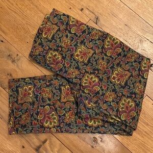 Talbots Tapestry Jacquard Straight Leg Paisley Pants Tousers  Orange Pink Sz 6P
